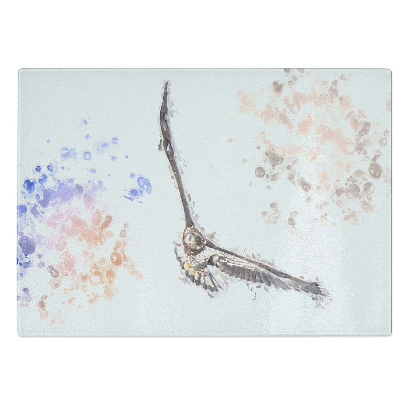 Glass Flying Golden Eagle in Abstract Chopping Board, 28.5 cm W x 20 cm L