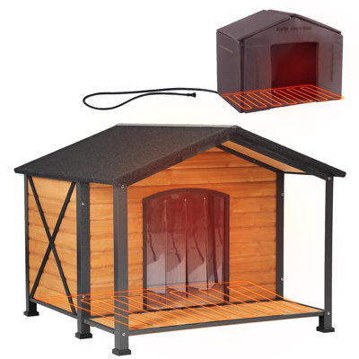 Grande maisonnette d'extérieur chauffée pour l'extérieur avec coussin chauffant et doublure isolante Tucker Murphy Pet ™