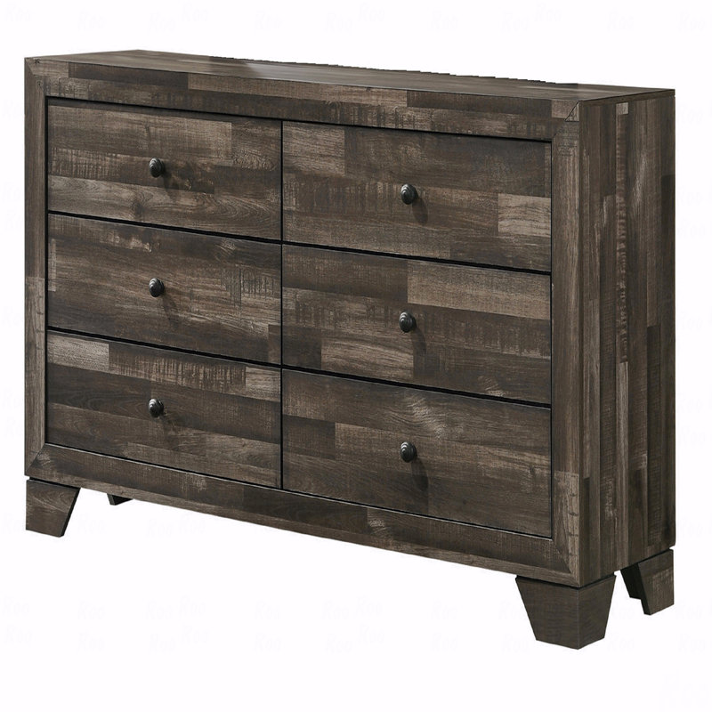 Commode de rangement à 6 tiroirs 1 pièce Rustic, Brun