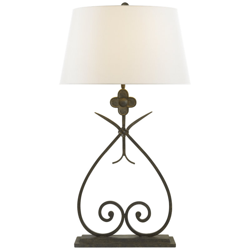 Suzanne Kasler Harper Table Lamp, Gilded Iron, Fabric, White