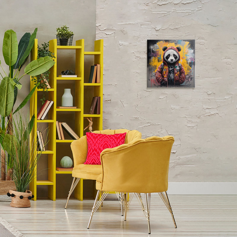 Art mural sur toile, "Urban graffiti panda" par Lazar Studio, H 17 po x l 17 po