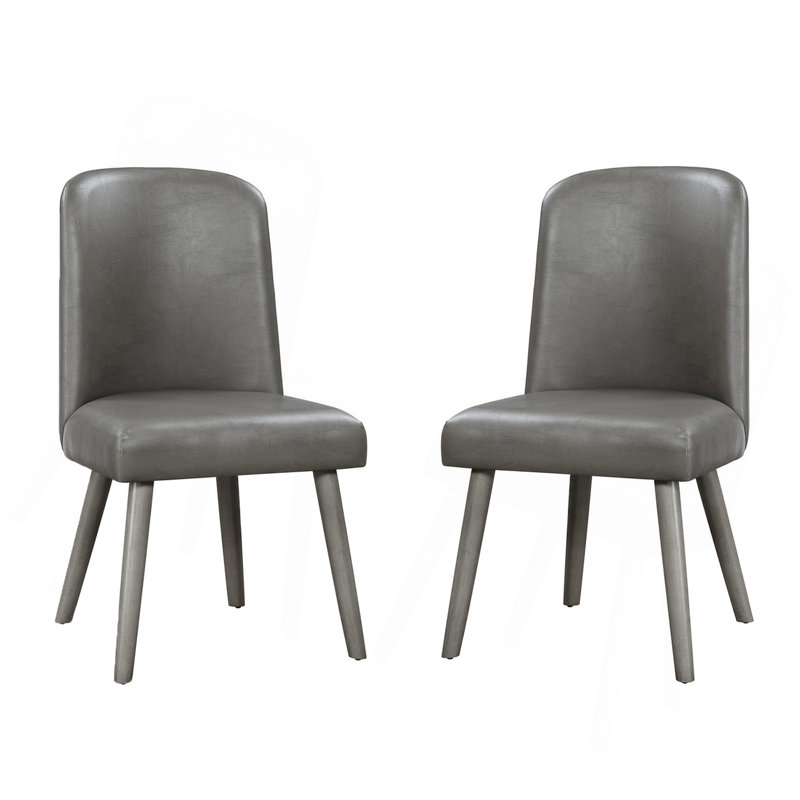 Ensemble de 2 chaises d'appoint en polyuréthane avec siège et dossier rembourrés, gris et chêne gris