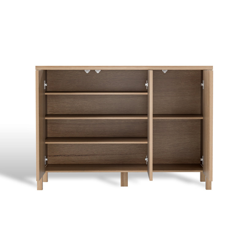 Modern Freestanding Shoe Storage Cabinet With Adjustable Shelves And Large Capacity, Light Yellow