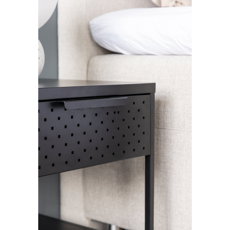 Bethony 40cm W Steel Bedside Table, Black