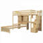 Lit simple sur bois de pin simple Lit mezzanine en MDF avec bureau intégré, sans sommier, pour petite chambre d'amis-474282364