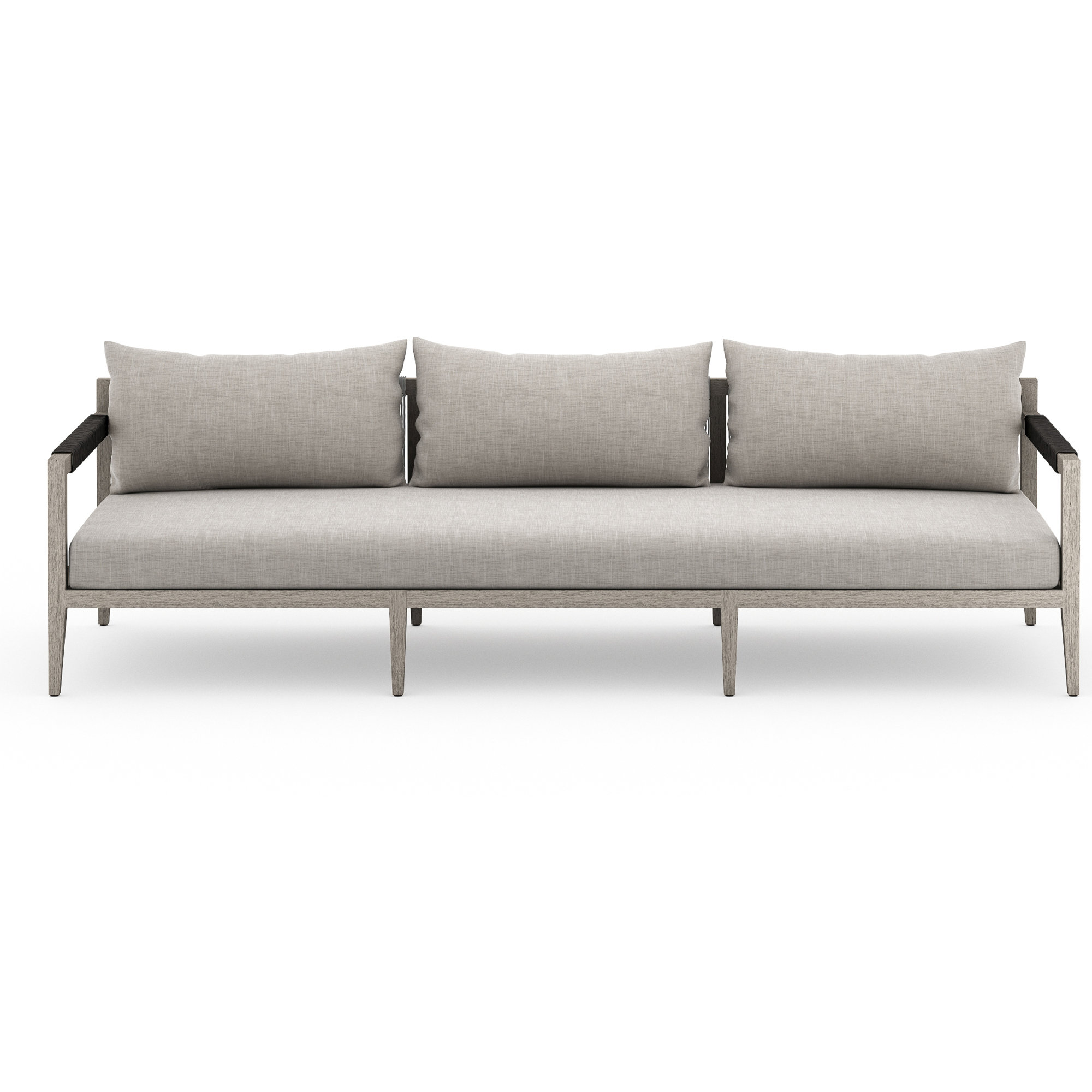 Nida 93'' Wide Teak Patio Sofa with Cushions, Stone Gray, Weathered Gray