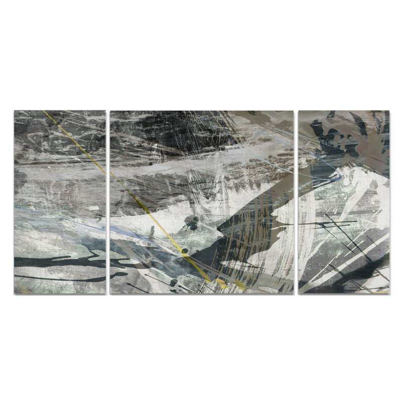 "White Noise I", ensemble de 3 reproductions d’art sur toiles, H 24 po x l 48 po x P 1,5 po