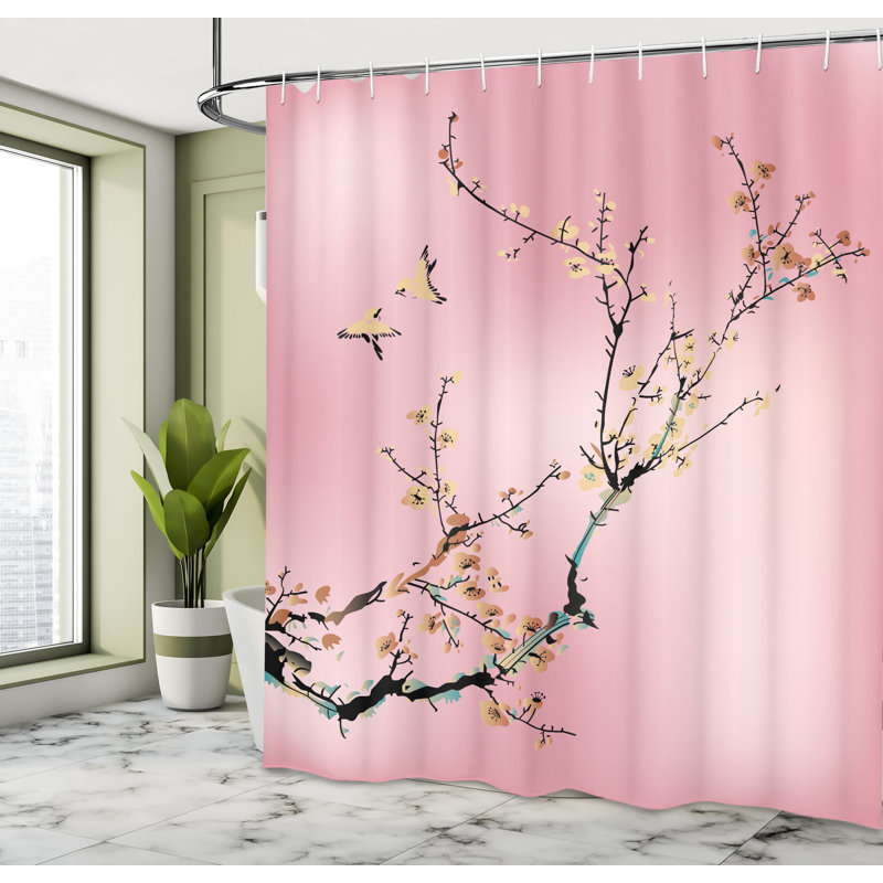 Ensemble de rideau de douche et crochets de la nature, H 70 po x l 69 po, Rose