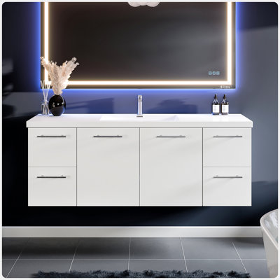 Jamarey 60'' Wall Mounted Single Bathroom Vanity with Acrylic Vanity Top