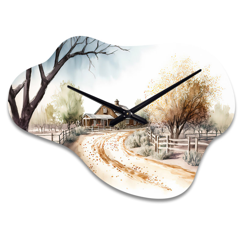 Welcome To The Ranch - Horloge murale asymétrique en métal plage, impression de nuage vert, Petit