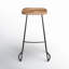 Tabouret de bar et de comptoir Geonna en bois massif, style selle, avec repose-pieds-366021819-343382046