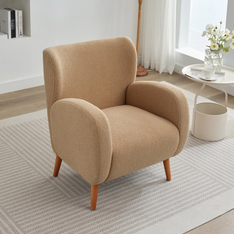 Chaise longue rembourrée Manhart, Tissu chameau