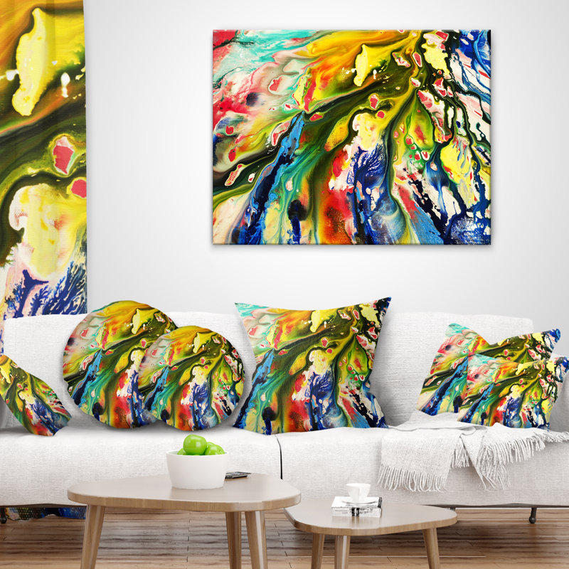 Mélange de couleurs à l'huile - oreiller imprimé abstrait, Rectangulaire, 12 po x 20 po