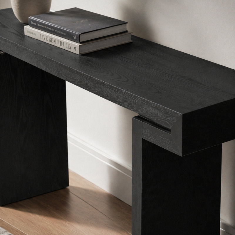 Table d'appoint rustique 60 pouces, table d'appoint pour salon, couloir, noir, Black, Black, Black