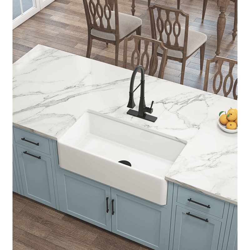 White Farmhouse Sink Deep Apron Sink Undermount Farmhouse Kitchen Sink Single Farm Sink