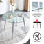 Un plateau de table en verre d'un diamètre de 38,6 pouces et une table de salle à manger circulaire minimaliste moderne avec des pieds en métal argenté. Convient pour les salons et les salles de conférence-1031018351-1031018336