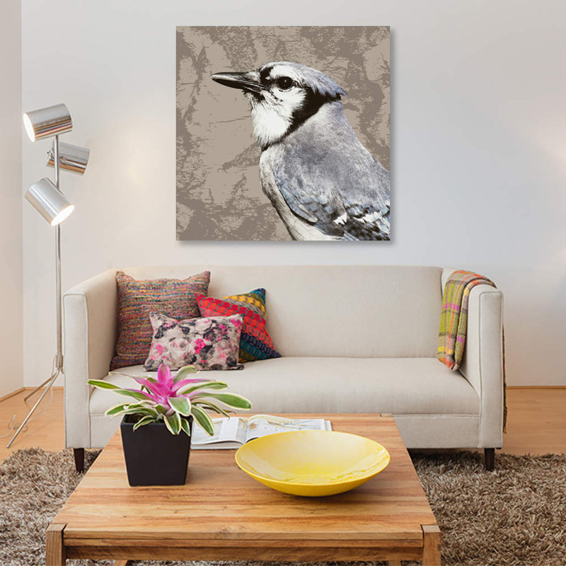 «Feathered III», reproduction sur toile, H 12 po x l 12 po x P 1,5 po, Papier d'art encadré noir, Pas de tapis