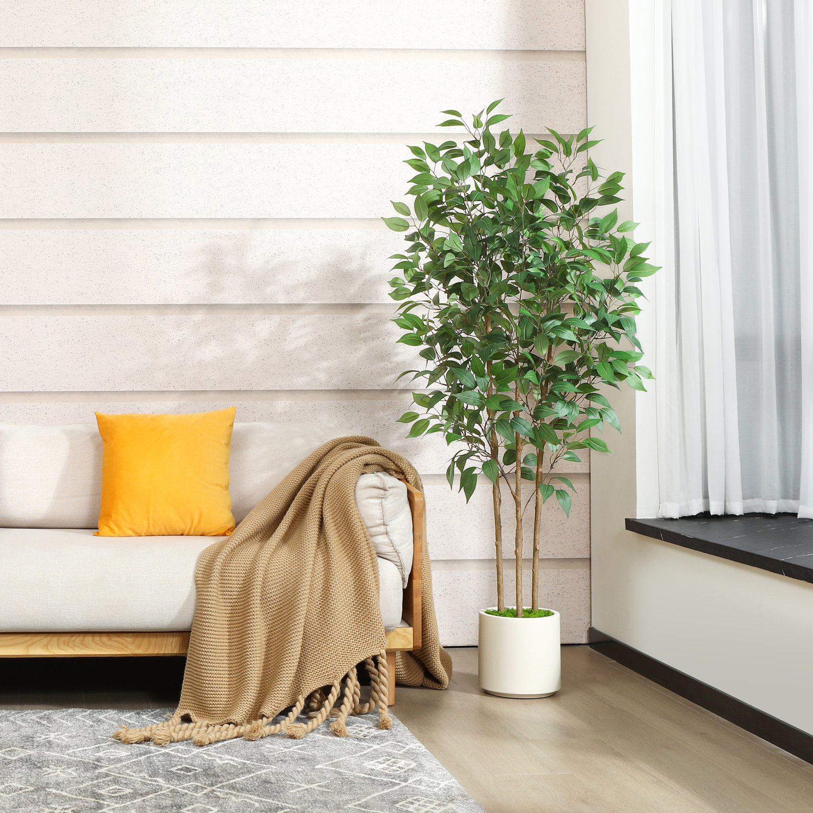 Adcock Ficus Tree in Pot, 59" H x 15" W x 15" D