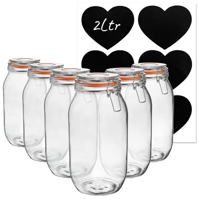 Argon Tableware - Glass Storage Jars with Heart Labels