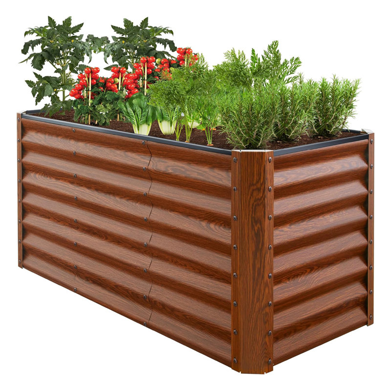 4x2x2 ft Outdoor Metal Raised Garden Bed, Spacious Deep-Root Planter for Veggies, Flowers & Herbs (119 Gallon Capacity)
