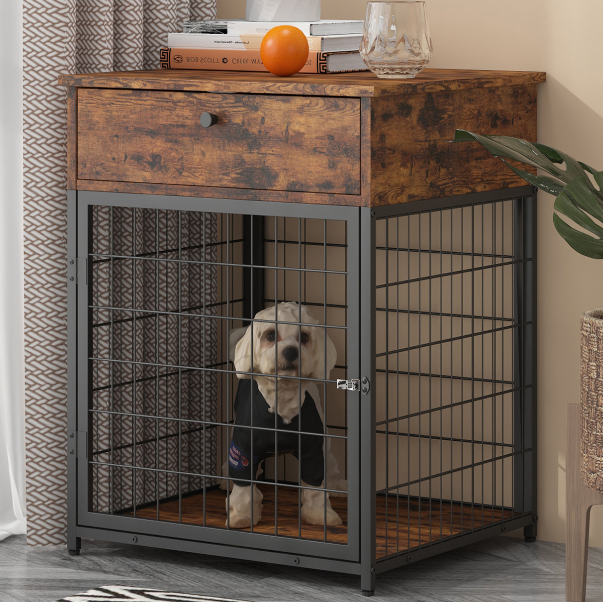 Tucker Murphy Pet™ Wooden Dog Crates Pet Crate Table With Drawer Storage Console Wayfair