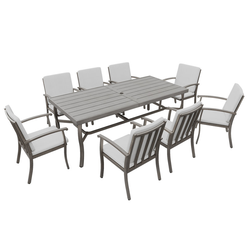 Ensemble de salle à manger rectangulaire en aluminium pour 8 personnes 84,1 po Leigh