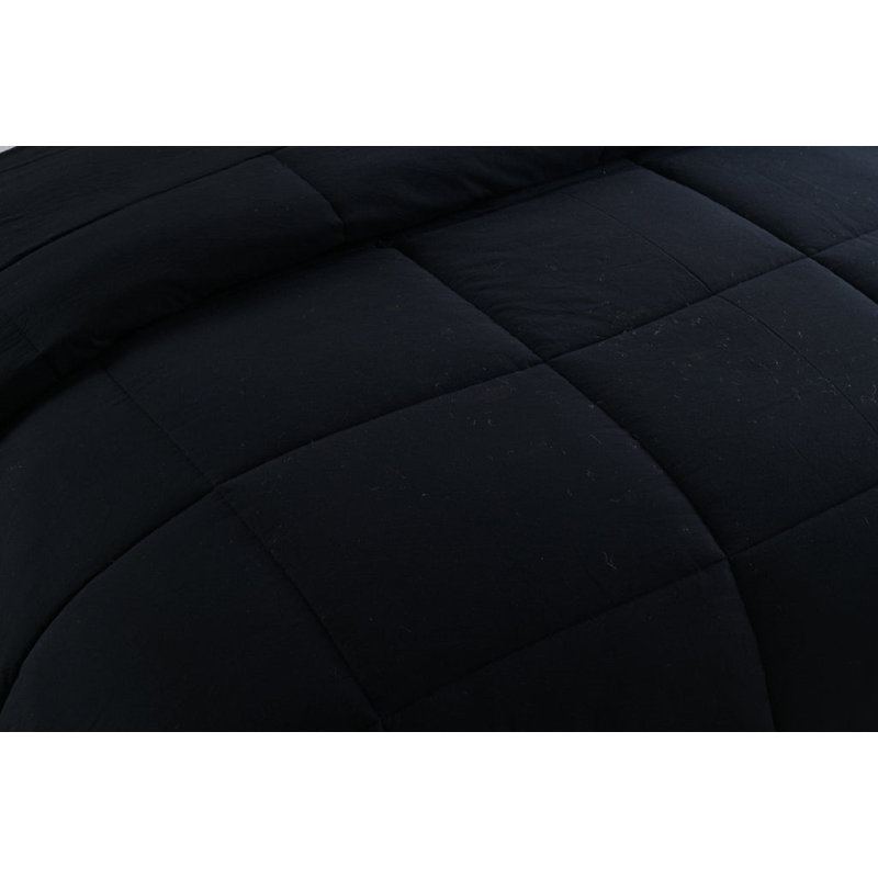 Ensemble d'édredon en coton Messy, Édredon grand + 2 taies décoratives, Noir