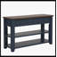 Console en bois de pin massif 48 po - table d'appoint moderne avec 3 tiroirs de rangement et 2 tablettes, assemblage facile (blanc antique + plateau brun)-974312930