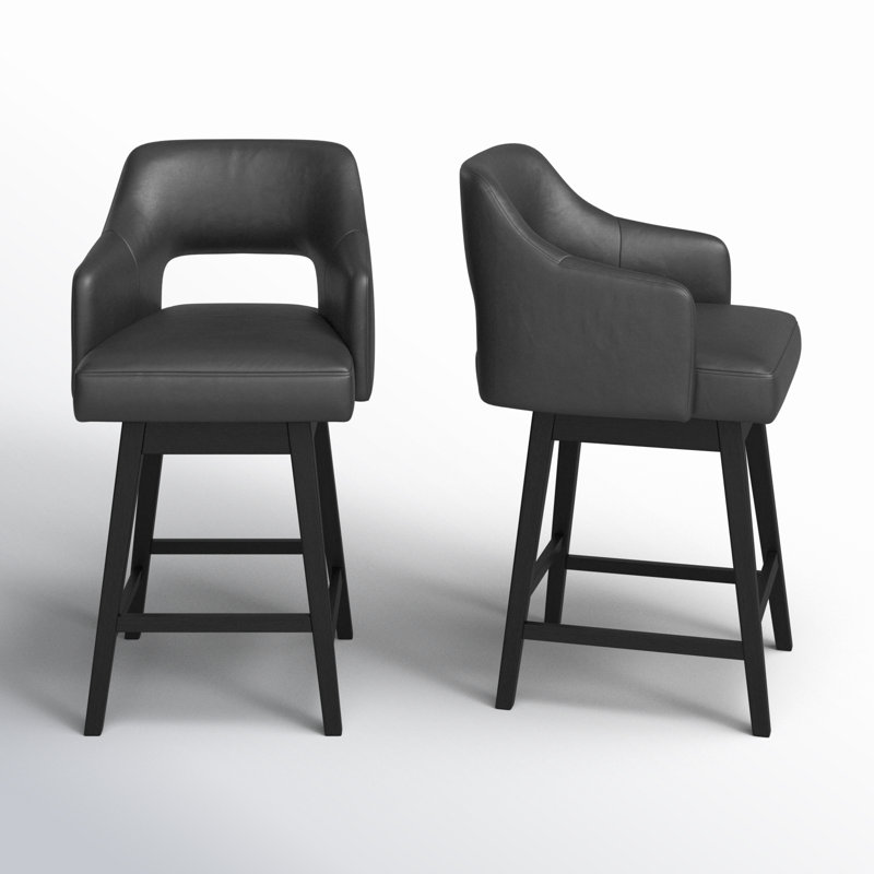 Bethine Swivel 26'' Counter Stool, Retro Gray