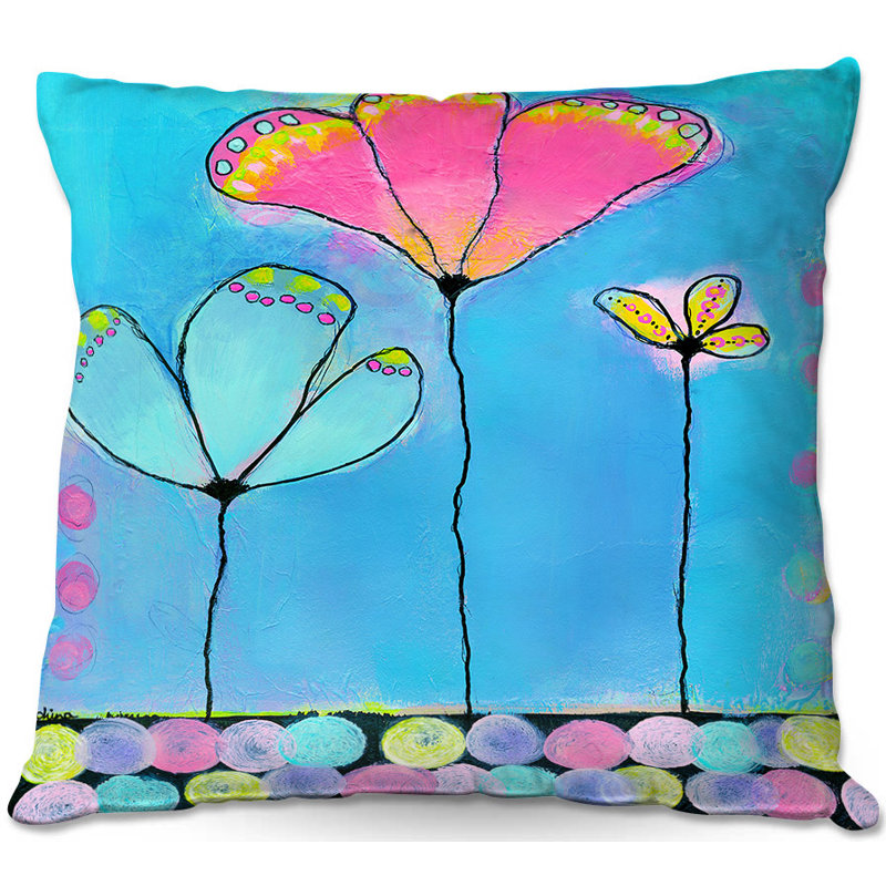 Floral Reversible Throw Pillow, 16" H x 16" W x 4" D