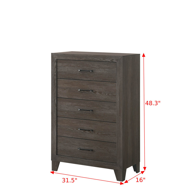 Ensemble de chambre avec lit plateforme Estol 6-1 Estol, Brun, Lit, lattes, table de chevet, commodes, miroir, Double