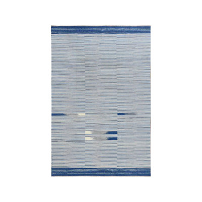 6'1" x 9'1" New Hand Woven Blue Wool Rectangle Oriental Rug - MOA10260109