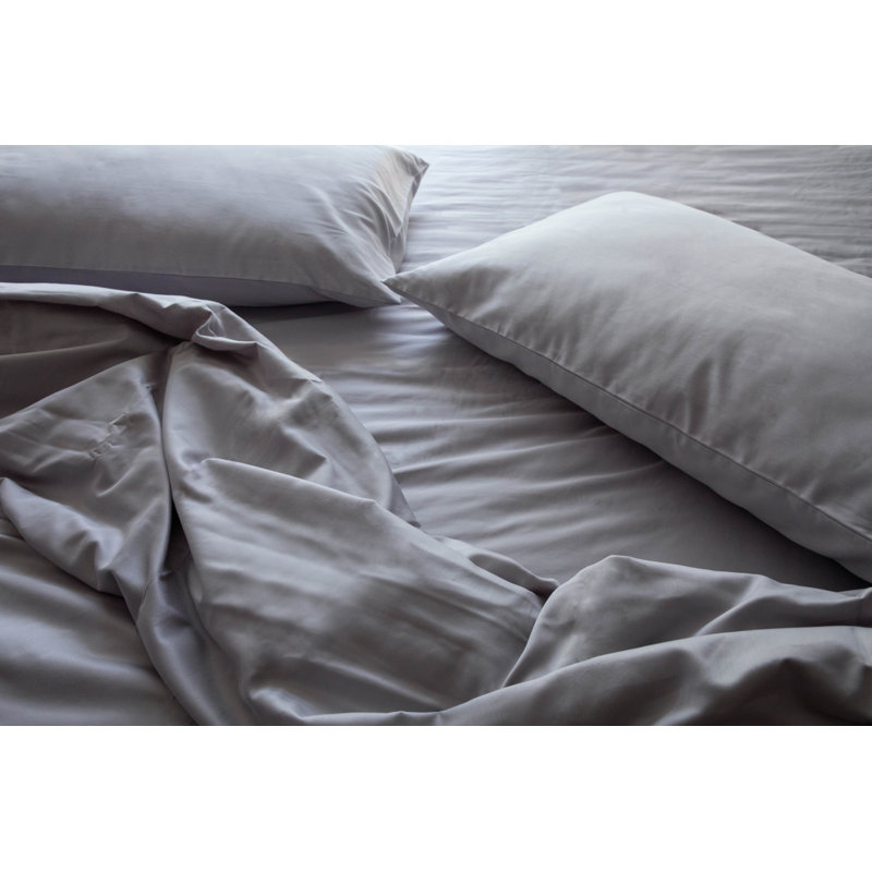 Ensemble de draps 100% coton 400 fils Sateen, Gris clair, Très grand