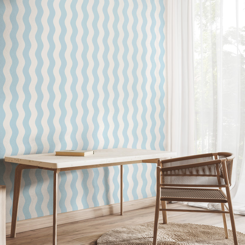 Wavey Stripe - Sky Blue & White