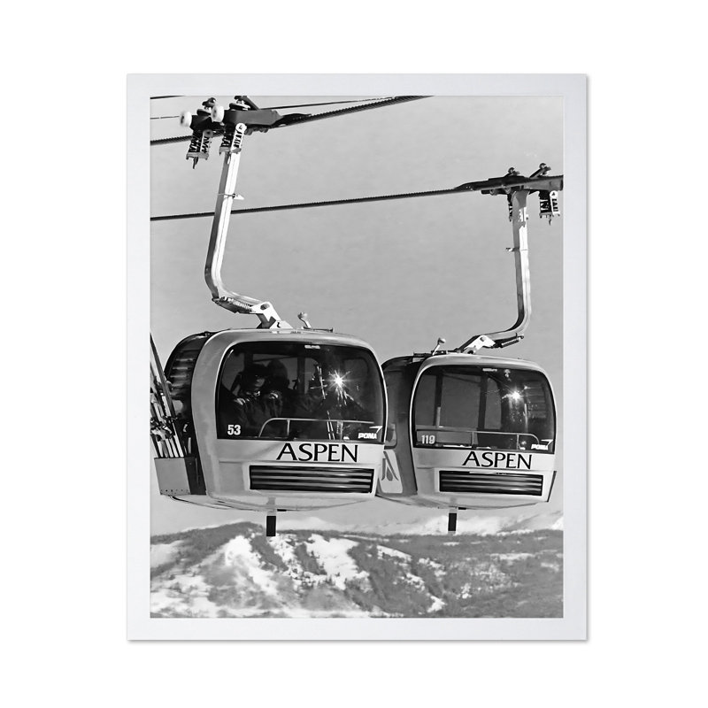 Gondole Aspen Mountain, H 08 po x l 10 po, Affiche, Encadrement blanc