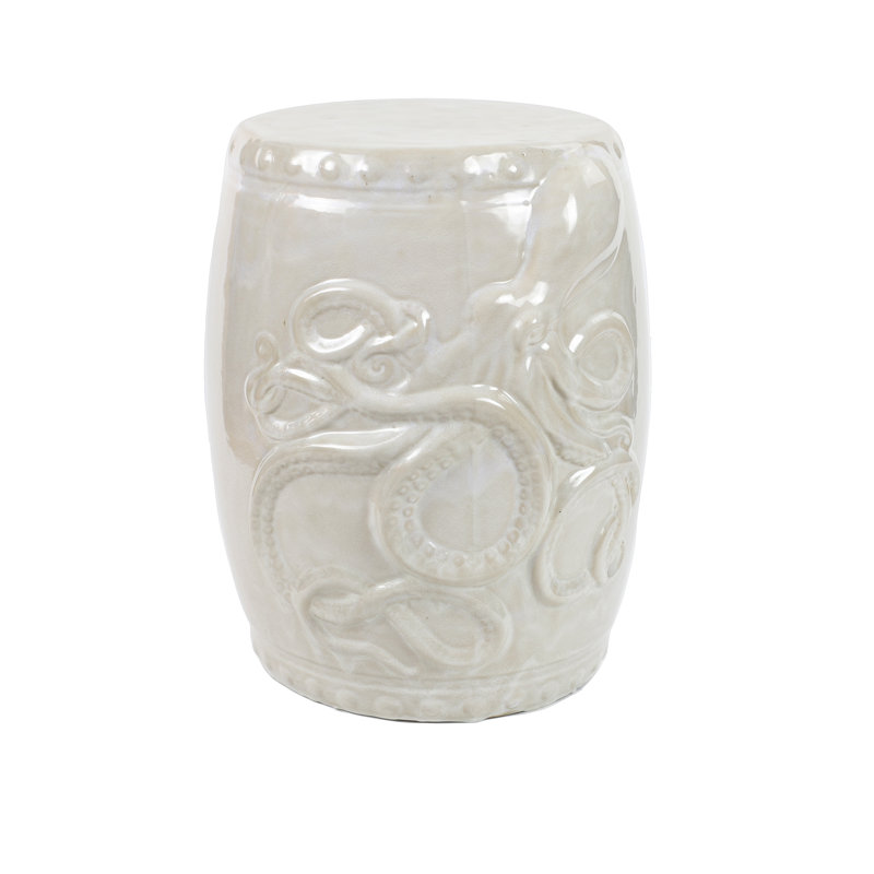 Tabouret de baril de jardin Grotto Kraken, Blanc