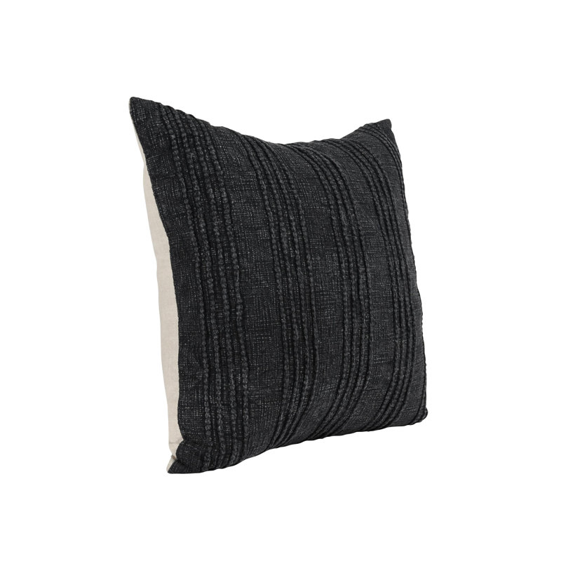 Square Pillow Cover & Insert, Black Striped