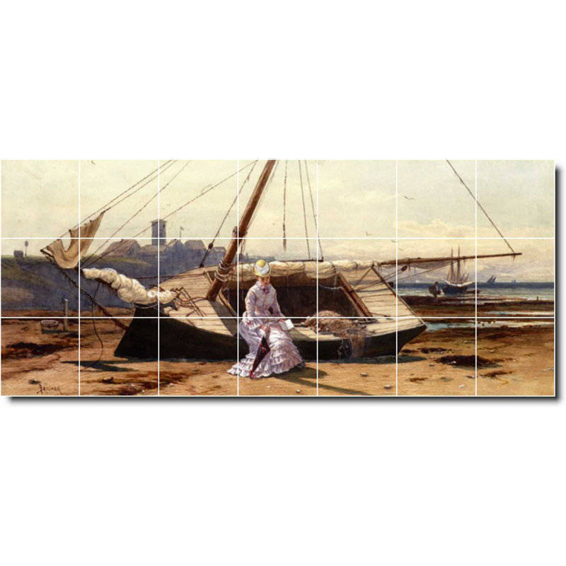 Carreau de céramique décorative 42 po x 18 po 6 po x 6 po, Bord de l'eau 01018