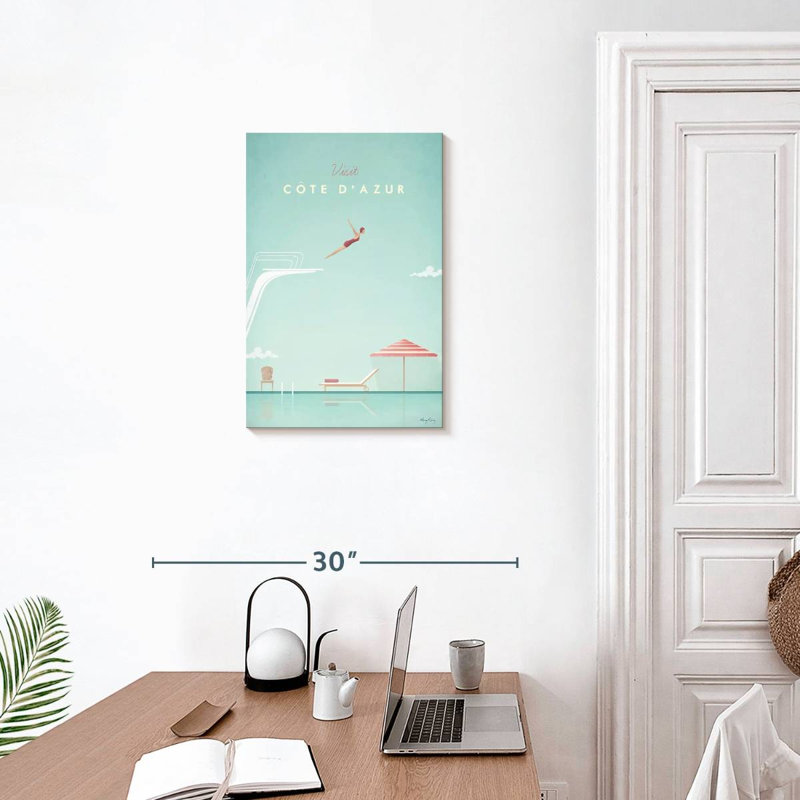Affiche de voyage rétro Aime Cote D'Azer, H 24 po x l 16 po