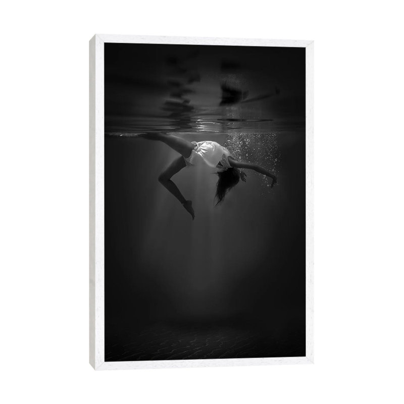The Little Mermaid by Cesare Sent - Print on Canvas, 101.6 cm H x 66.04 cm W, White Framed