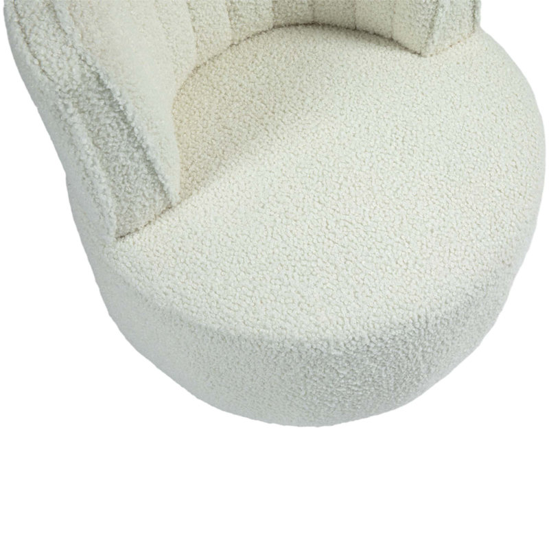 Alphonsine Upholstered Swivel Barrel Chair, White Teddy