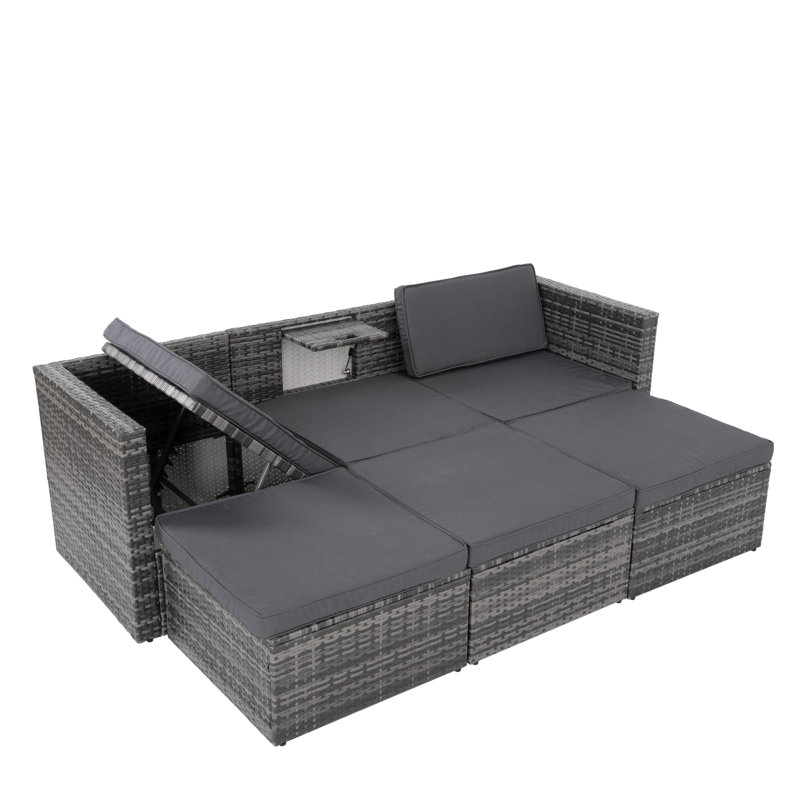 Ensemble de conversation en faux osier Cearley, Gris
