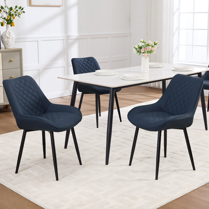 46cm H Upholstered Metal Parsons Chair, Blue, 6