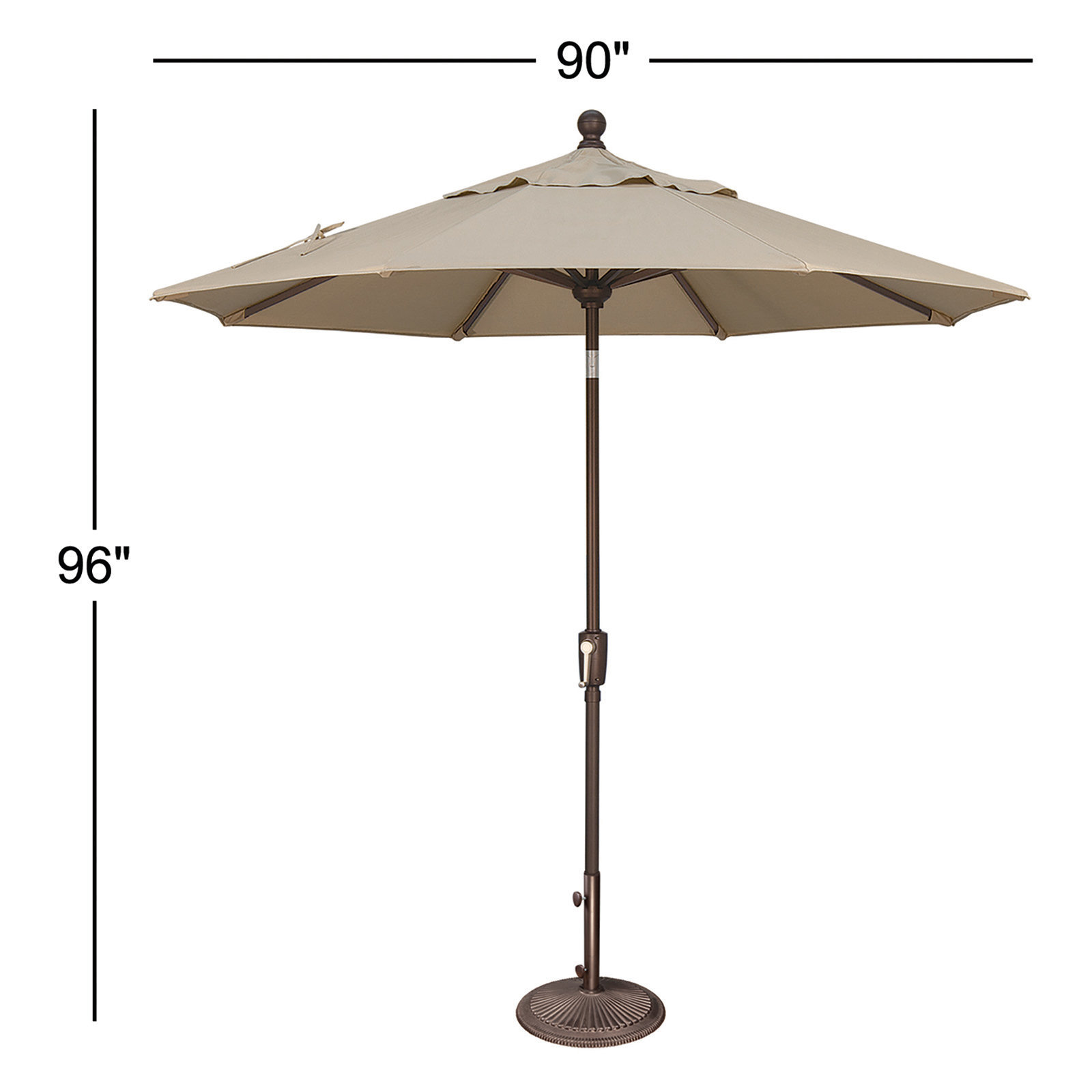 Bigsby 7.5' Sunbrella® Umbrella, 96" H x 90" W x 90" D, Antique Beige Solefin, Bronze
