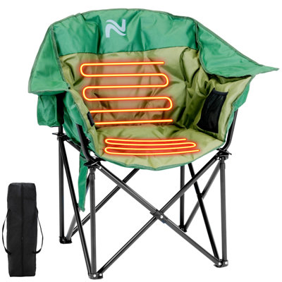 Fauteuil de camping surdimensionné avec accoudoirs chauffants avec 3 réglages de chaleur, pouvant supporter jusqu'à 400 lb