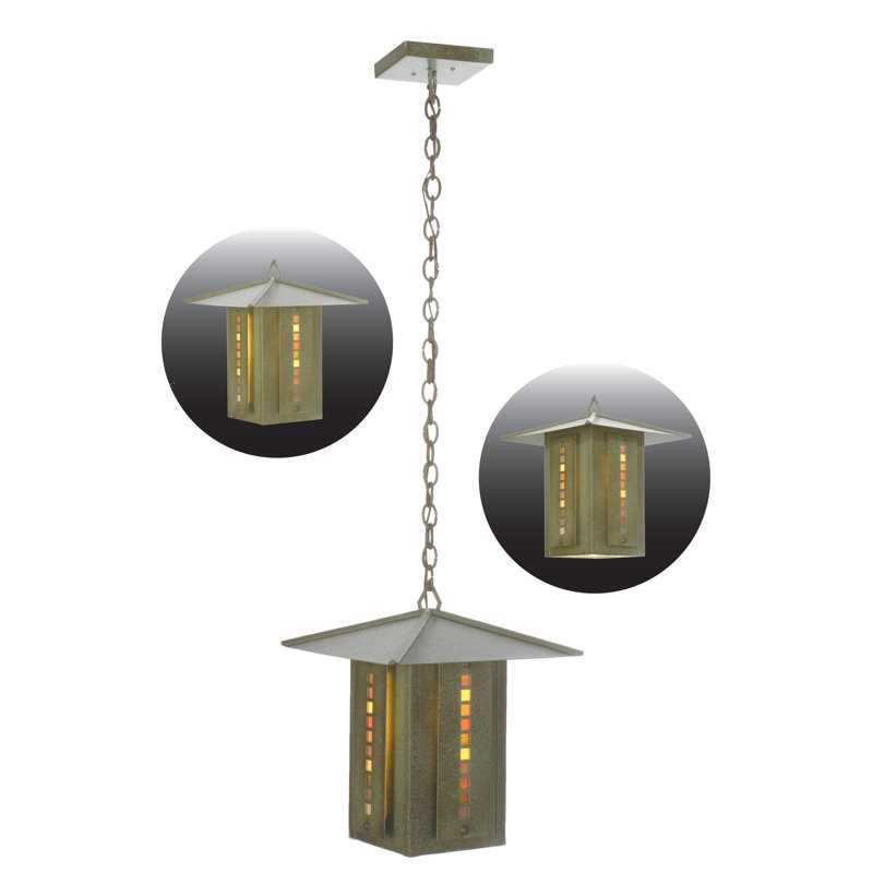 Luminaire suspendu rectangulaire 1 lumières lanterne Moss Creek Stepping Stone, E26