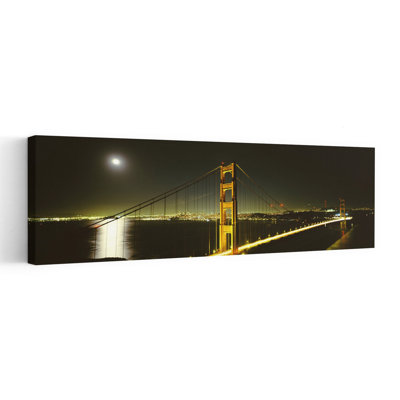 Suspension Bridge Across The Sea Golden Gate Bridge San Francisco California USA by Hendrik Holler - Wrapped Canvas Panoramic Print