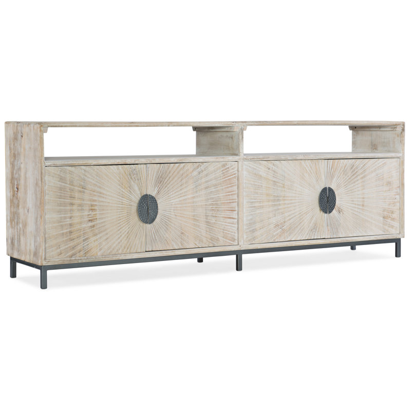 86'' Light Wood Entertainment Console with Metal Base