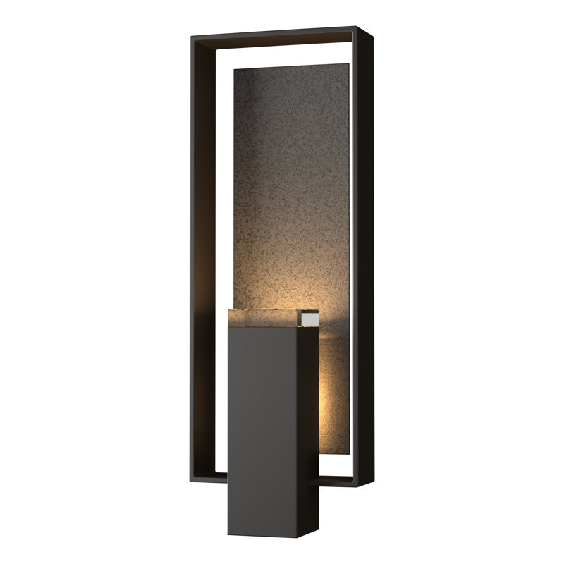 Shadow Box Outdoor Armed Sconce, 11.7" H x 10" W x 4" D, Natural Iron, Coastal Black