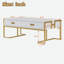 Table basse moderne moderne avec 4 tiroirs et base dorée-1775928807